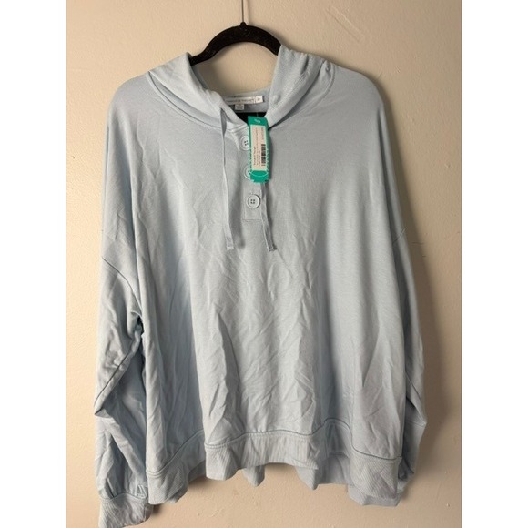 Threads 4 Thought Tops - Threads 4 Thought Tanisha Modal Terry Henley Hoodie Sweatshirt Light Blue 2X NEW